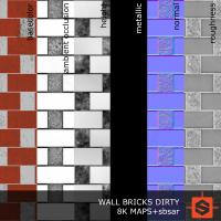 PBR wall bricks dirty texture DOWNLOAD
